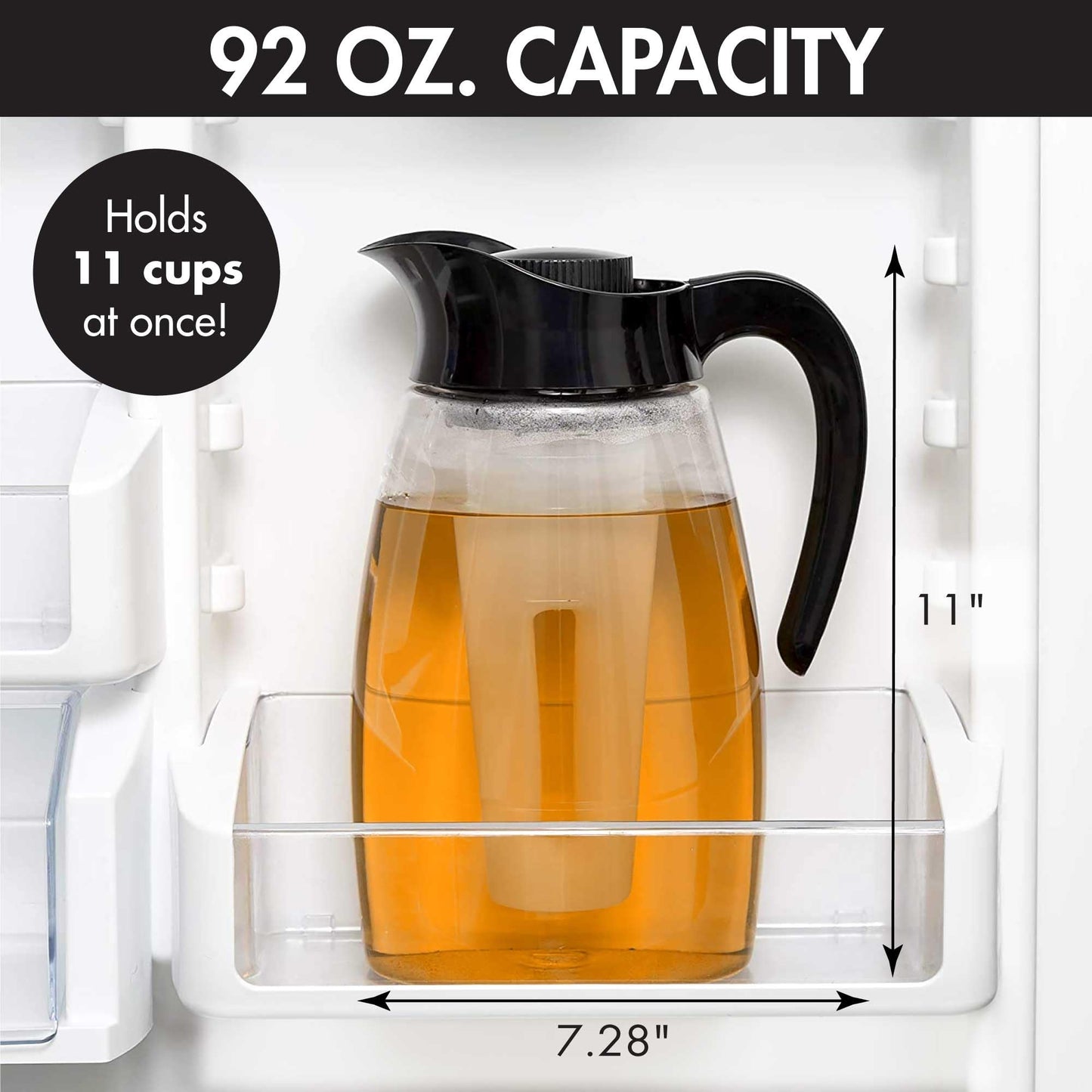 Primula Flavor-It Beverage System, Includes Large Capacity Fruit Infuser Core, Tea Infuser Core, and Chill Core, Dishwasher Safe Pitcher, 2.9-Quart, Black