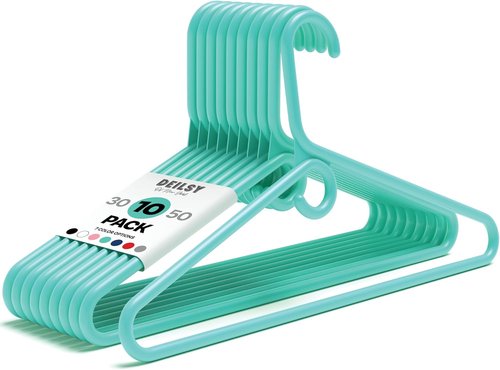 DEILSY™ Heavy Duty Aqua Hangers - Strong Plastic Clothes Hangers for Shirts, Jackets, & Pants | Pack of 10