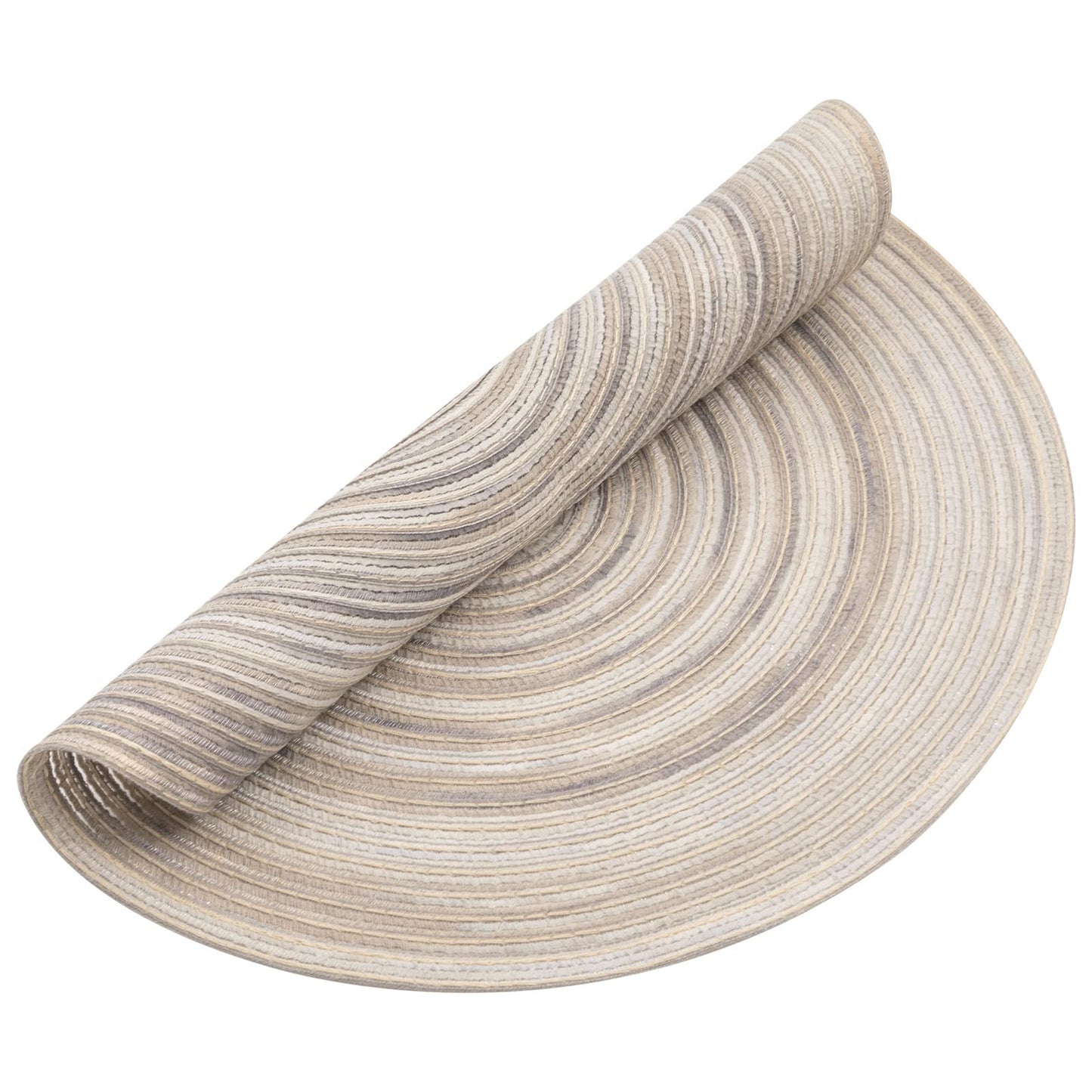 SHACOS Round Braided Placemats 15 inch Set of 4 Variegated Washable Kitchen Table Placemats for Home Wedding Party (Rainbow Gray, 4)