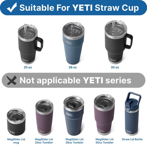 Bluwing Straws for YETI, 6 Pcs Reusable Tumbler Clear Straws Replacement for YETI 25 oz, 26 oz, 35 oz, 42 oz, Tritan Drinking Straws for Smoothies, Milkshake, 2 Straw Brush