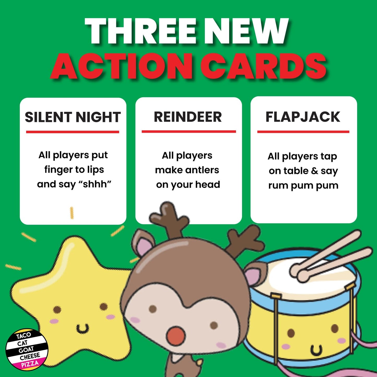 Taco Cat Goat Cheese Pizza - Santa Cookie Elf Candy Snowman Holiday Card Game | Fun for 2-8 Players, Perfect for Gifts