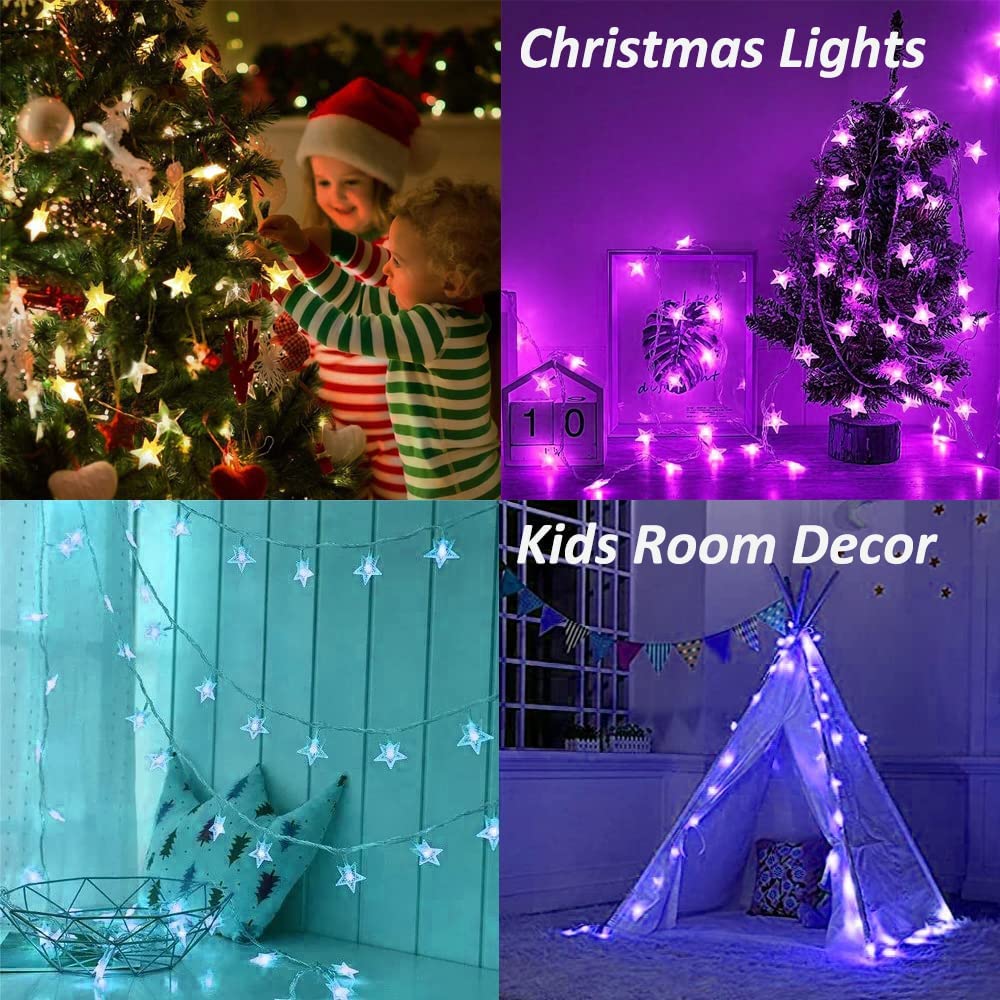Star String Lights Plug in - 33 ft 100 LED Star Fairy String Lights with Remote and Timer, 8 Modes Waterproof for Bedroom Tent Loft Bed Window Backyard Patio Porch Balcony Staircase Party, White