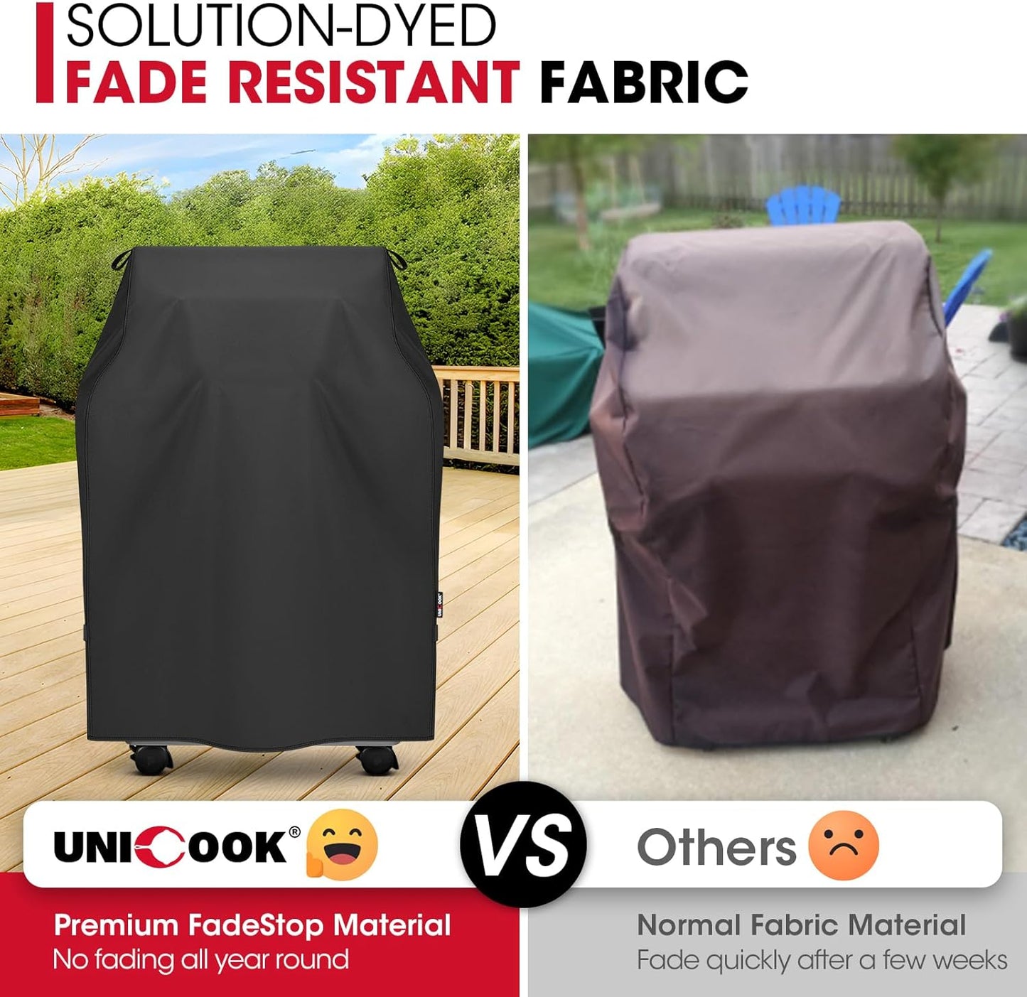 Unicook 32-Inch Heavy Duty Waterproof Grill Cover - Fits Weber, Char-Broil & Nexgrill with Side Handles