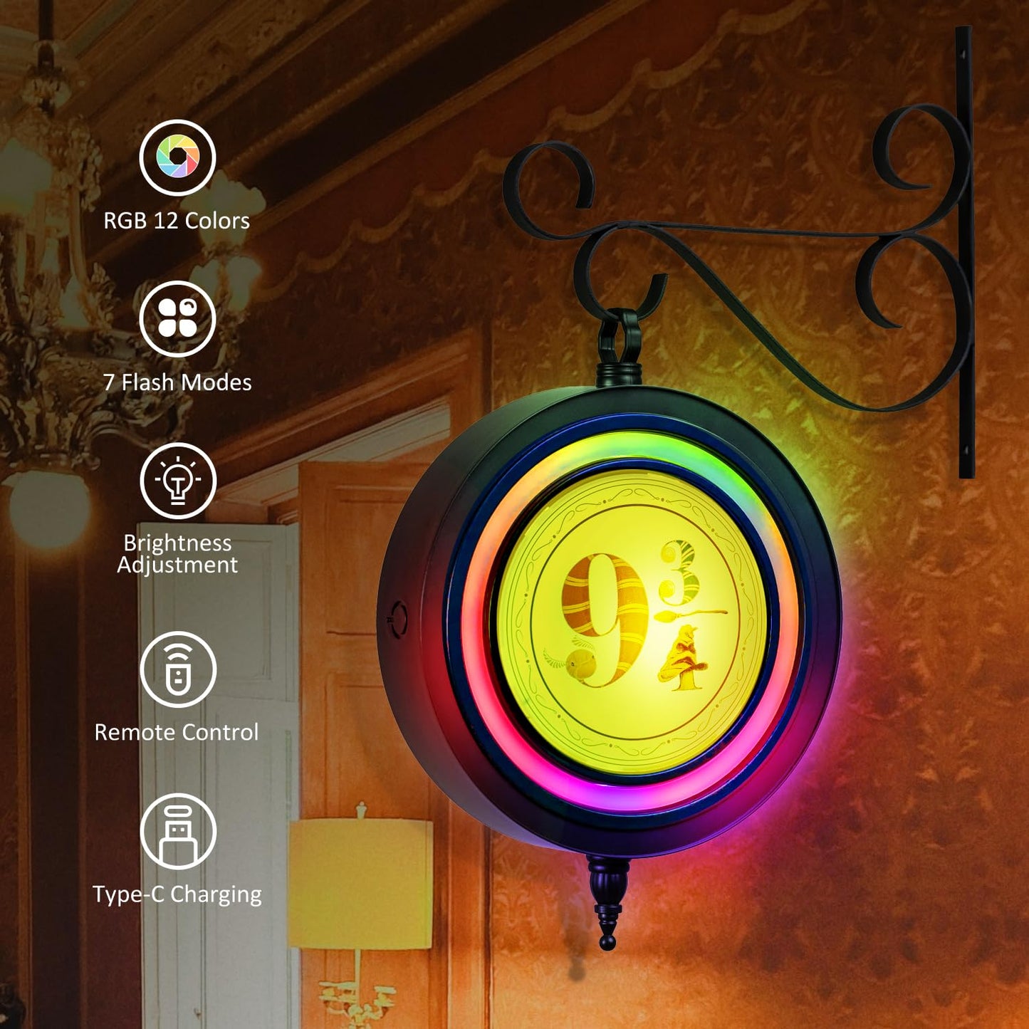 Lotalot LED Wall Light for Bedroom, Living Room, Hallway, American Flag Lights Rechargeable Wall Lights, Easy Installation, Halloween & Christmas Decor