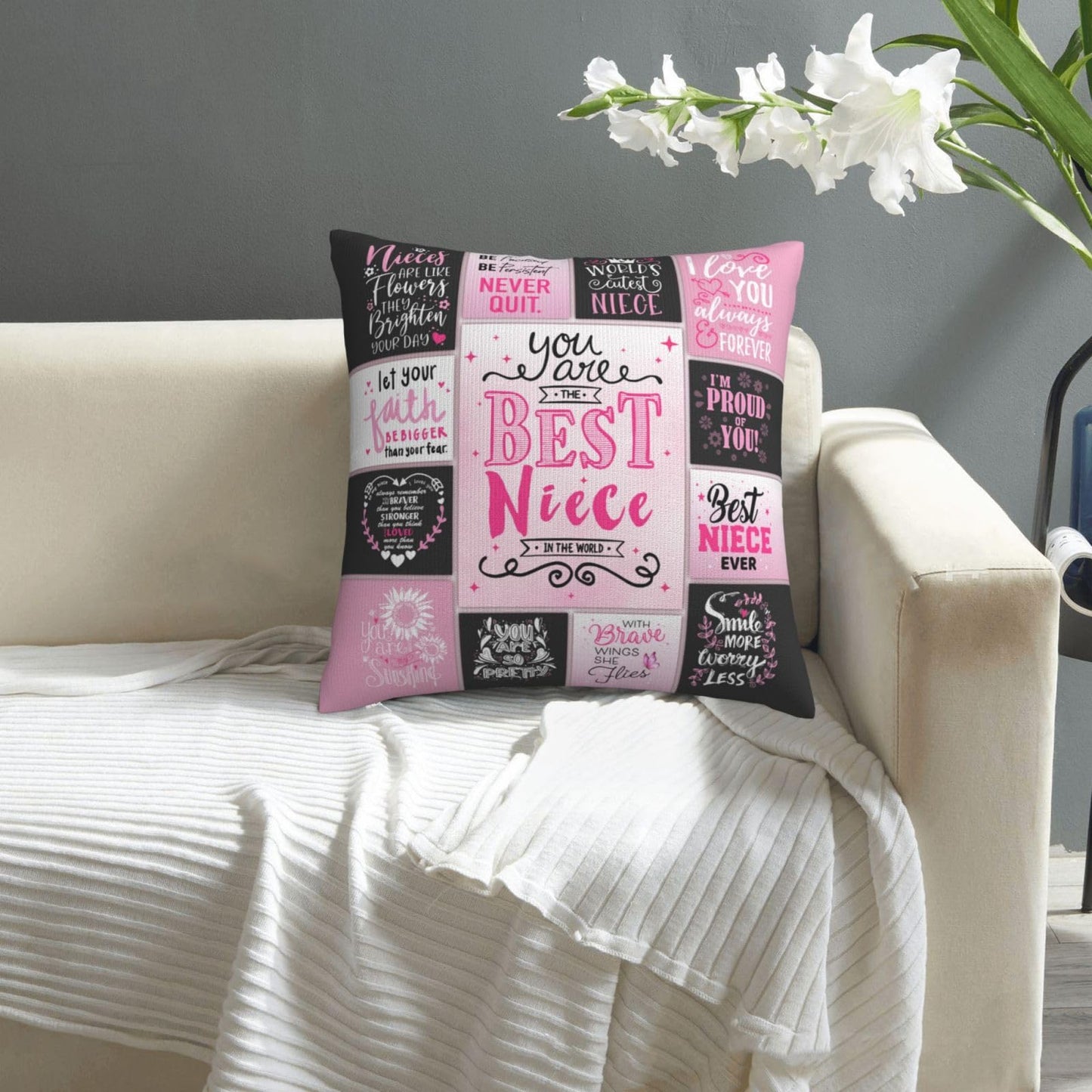 Niece Gifts from Auntie, 2026 Graduation Gifts for Niece from Aunt, to My Nieces Gift from Uncle Auntie, Best Birthday/Graduation Gifts for Nieces Adult from Aunts Pillowcases 18" x 18"