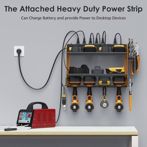 CCCEI Modular Power Tool Organizer - Wall Mount Charging Station & Heavy-Duty Shelf | 2 Pack, Yellow