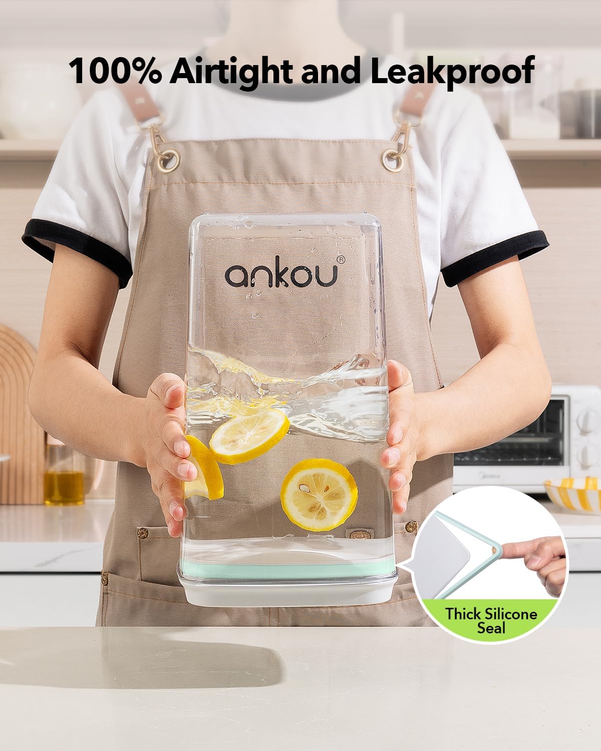 Ankou Airtight Food Storage Container - 4L BPA-Free Cereal, Rice, Flour & Snack Organizer | Stackable Design with Pop Lid & 130ml Scoop