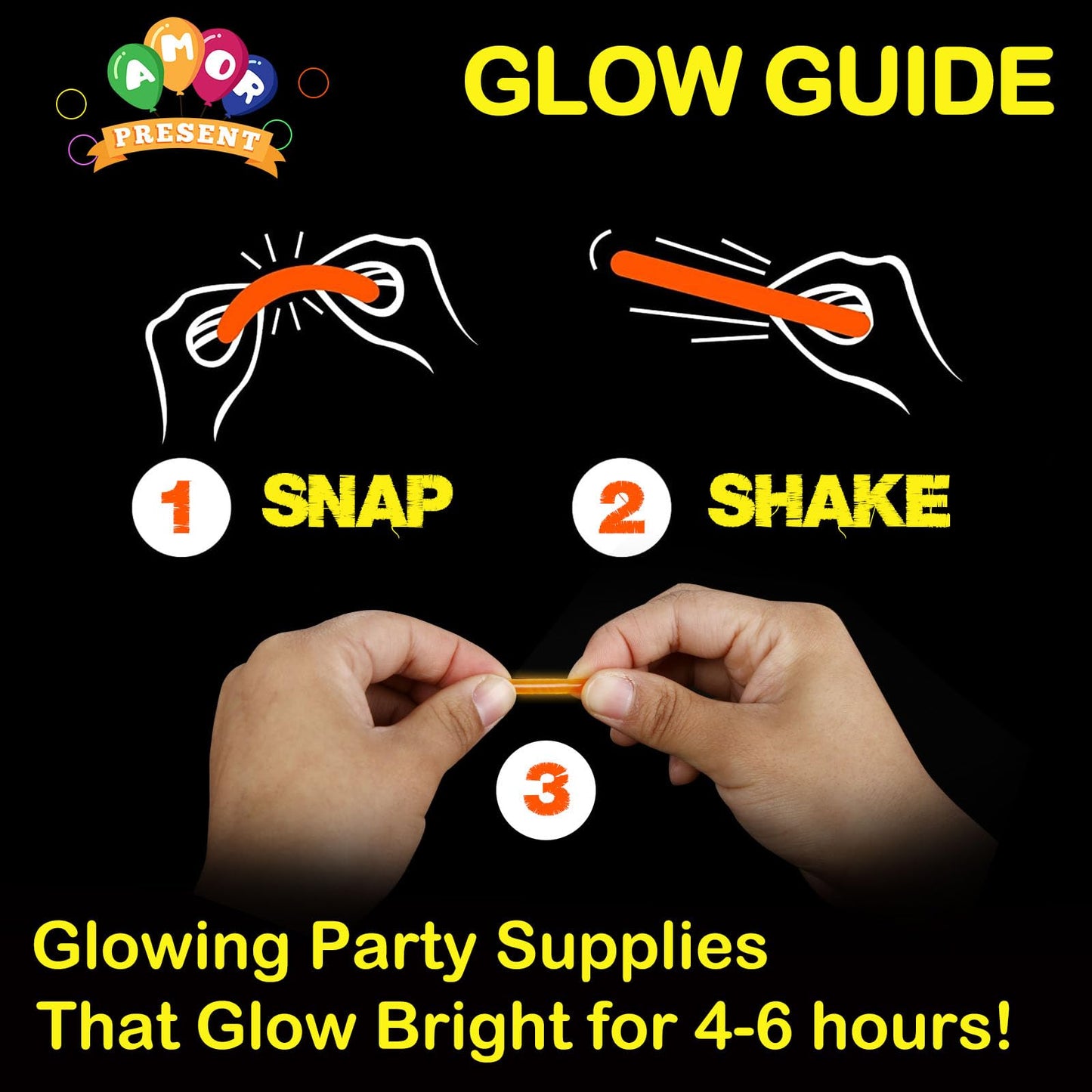 AMOR PRESENT 200 PCS Mini Glow Sticks, Glow in The Dark Small Sticker for Easter Eggs Fillers Hunt Game Party Decor Easter Basket Stuffers Weddings Classroom Decorations Prizes