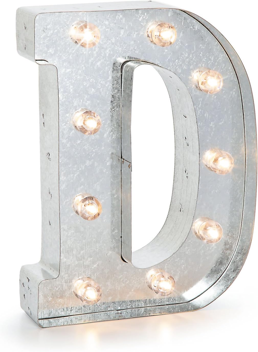 Silver Metal Marquee Letter J - 9.87” Tall Galvanized Decor for Events & Home
