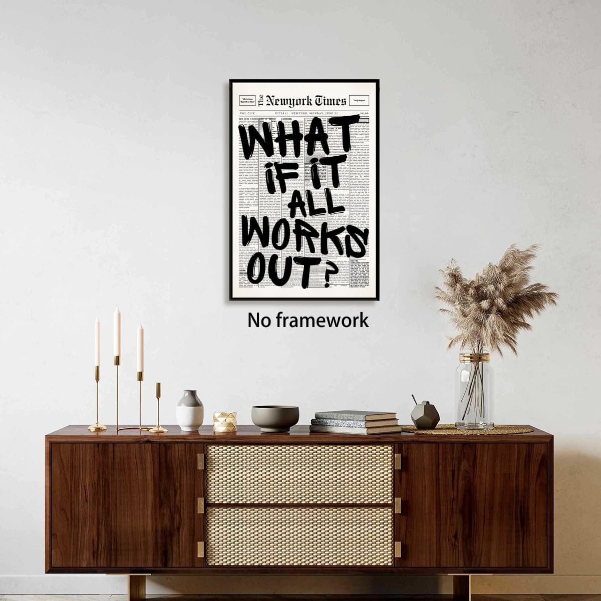 Trendy What If It All Works Out Poster - Black and White Motivational Wall Art | 16x24 Inch Unframed