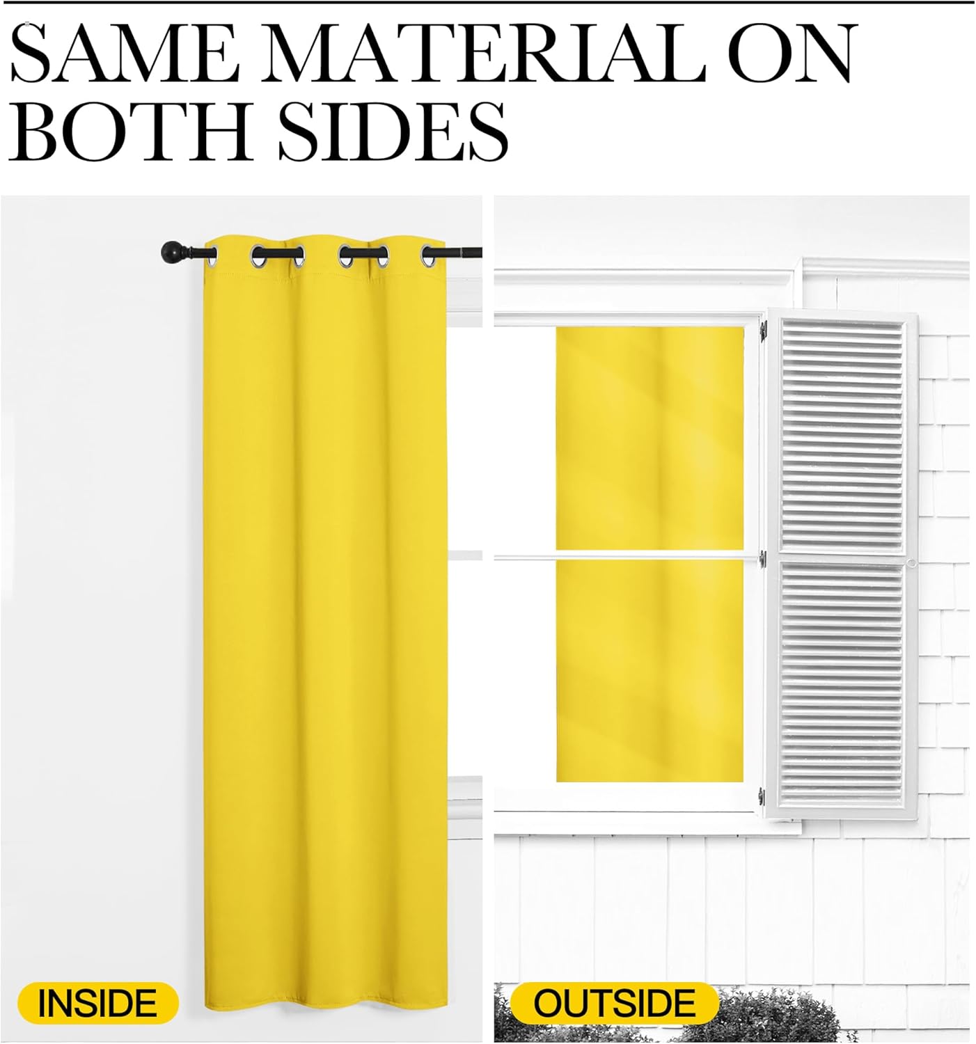 NICETOWN Thermal Insulated Bedroom Curtain Panels - Solid Grommet Drapes, Bright Yellow, 55x68 Inches
