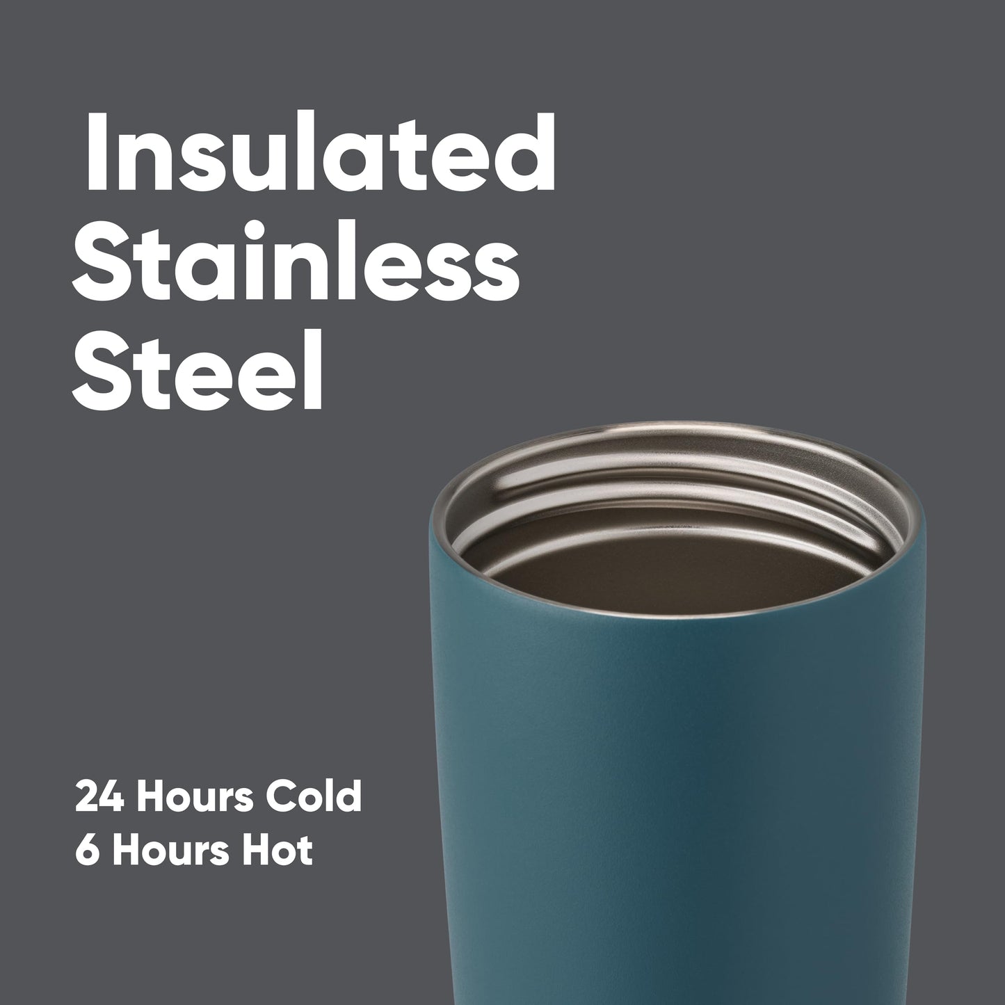 Owala SmoothSip Slider Insulated Stainless Steel Coffee Tumbler,Reusable Iced Coffee Cup,Hot-Coffee Travel Mug,BPA Free 20 oz,Grey/Blue (High Dive),(Pack of 8)
