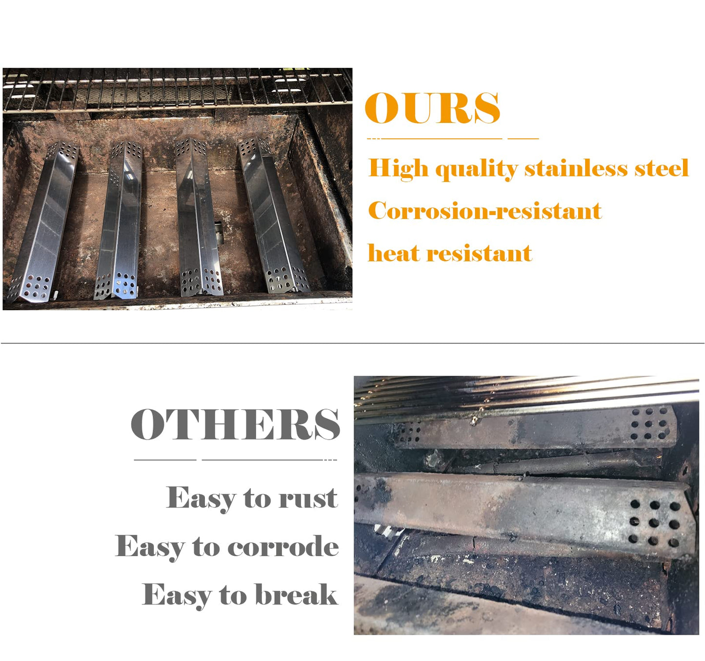 Grill Replacement Parts for Kitchenaid 720-0745A 740-0781 720-0733A Grill,BBQ Accessories for Nexgrill 720-0733 720-0709 720-0745 740-0780 Heat Plates and Burners,Stainless Steel
