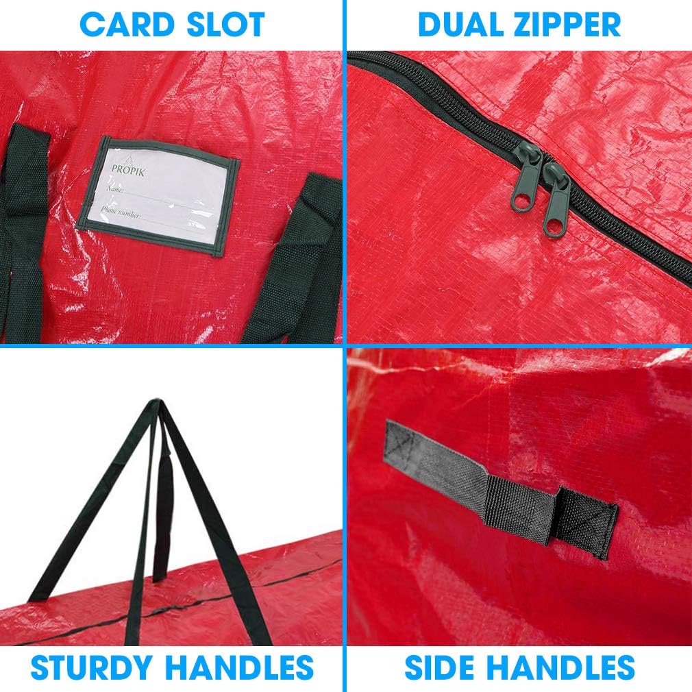 ProPik Christmas Tree Storage Bag - Fits Up to 7' Disassembled Holiday Tree | 52” X 30” X 30” Red Container with Handles