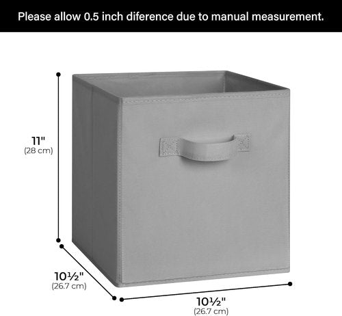 Cupic Cupid Storage Cubes - 11x11 Collapsible Bins with Handles | 6 Pack Gray Organizer for Clothes & Toys