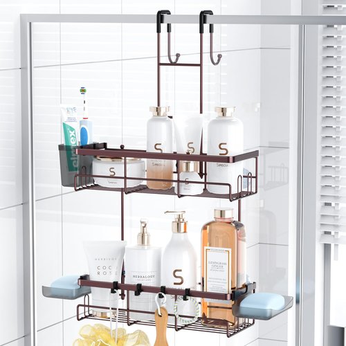 Aitatty Over The Door Shower Caddy - Rustproof Hanging Organizer for Bathroom | Bronze Finish