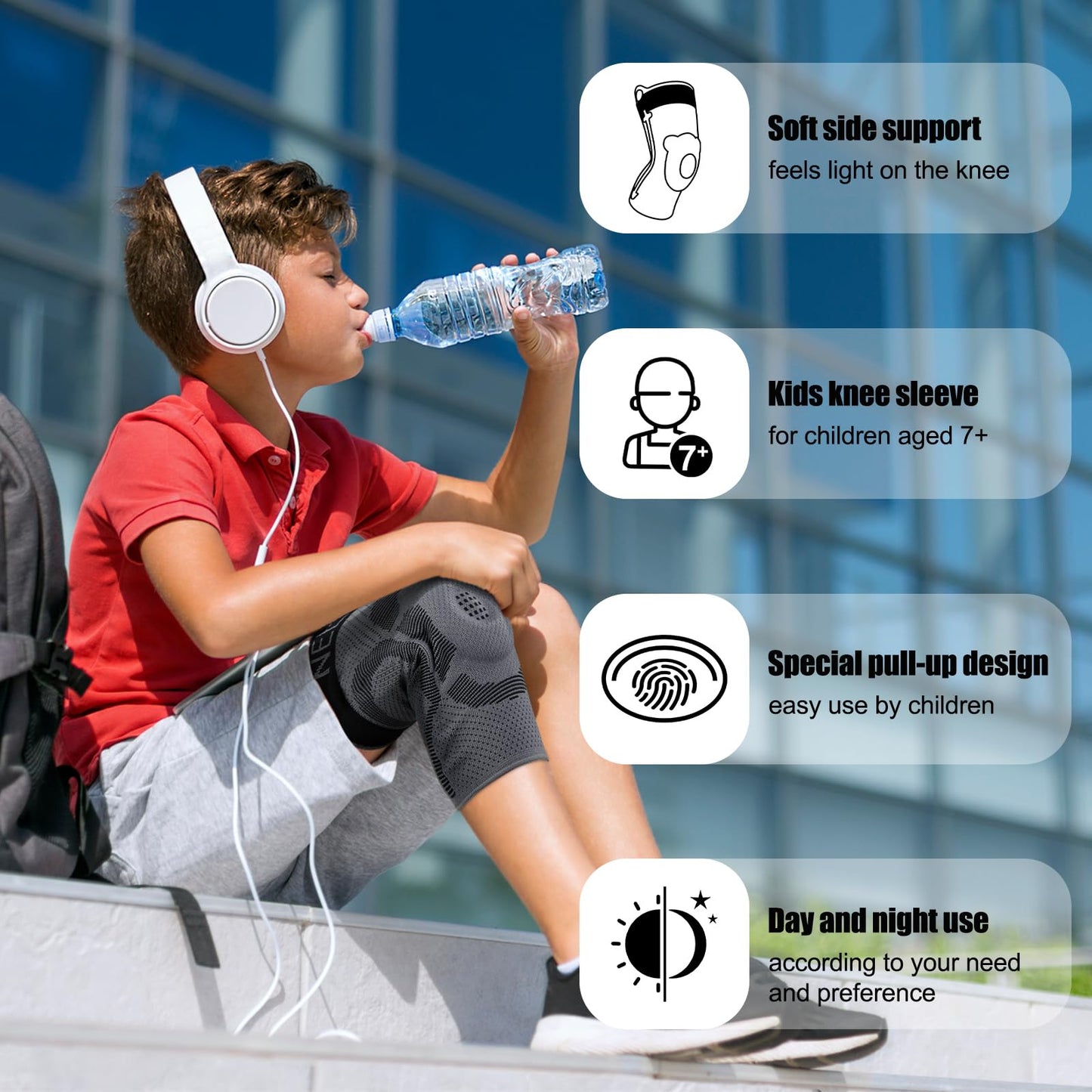 NEENCA Kids Knee Brace Sleeve, Youth Knee Compression Sleeve for Children - Boys & Girls. Child Knee Support with Patella Gel Pad & Side Stabilizers for Knee Pain, Sports, Outdoor - FSA/HSA Approved