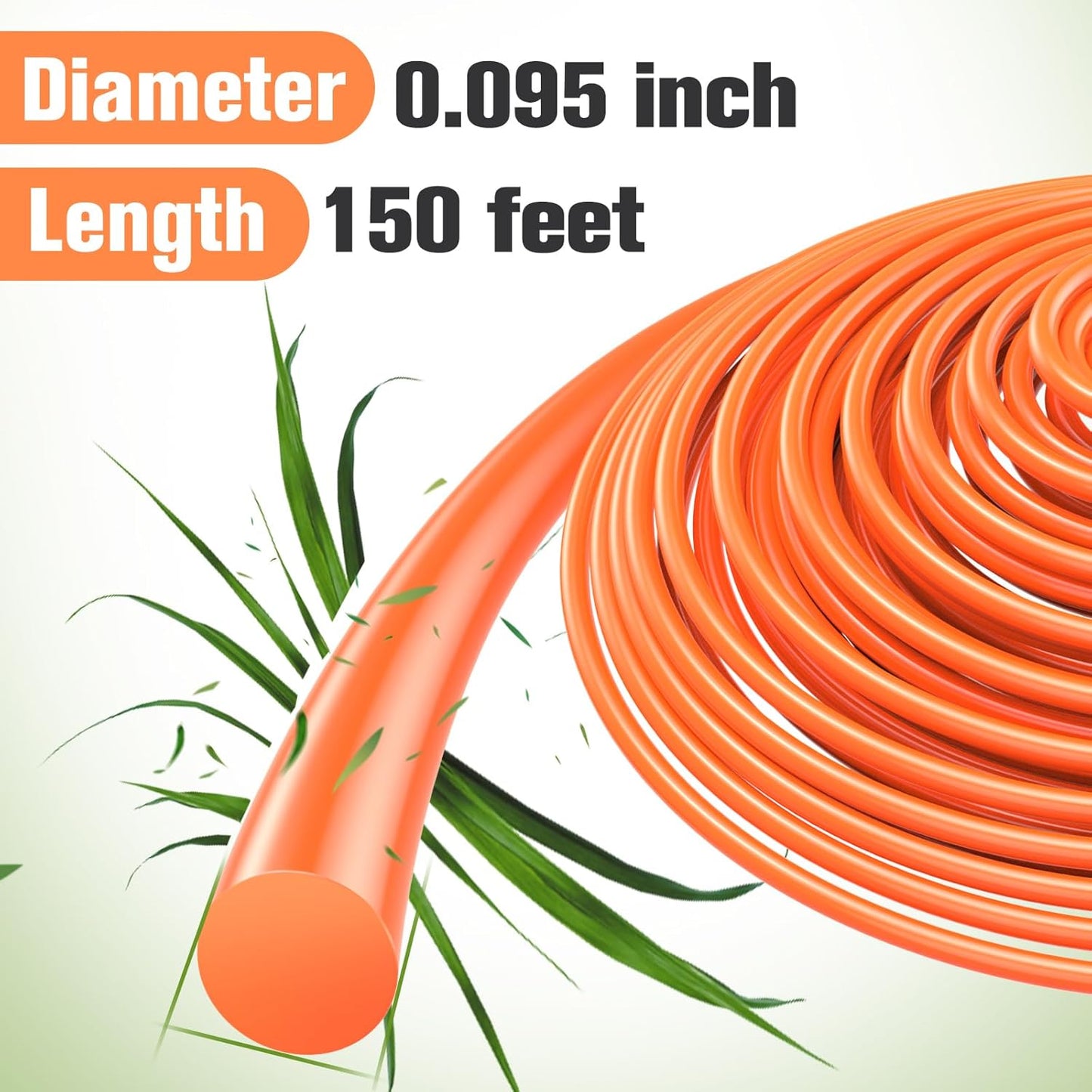 Skiennix .095" String Trimmer Line - 150 Feet Premium Nylon for Universal Replacement | Orange, 2.4mm