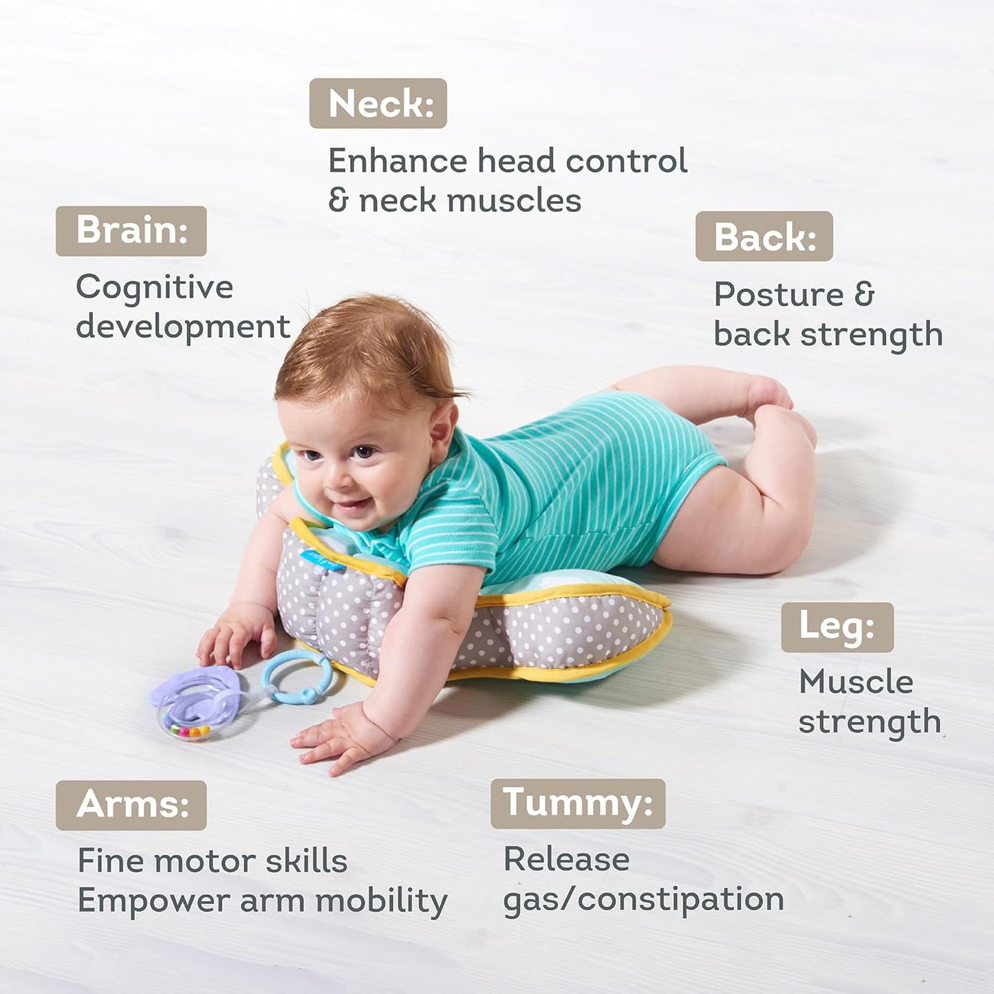 Taf Toys Baby Tummy Time Support Toy - Ergonomic Design for 2-6 Months | Promotes Natural Development