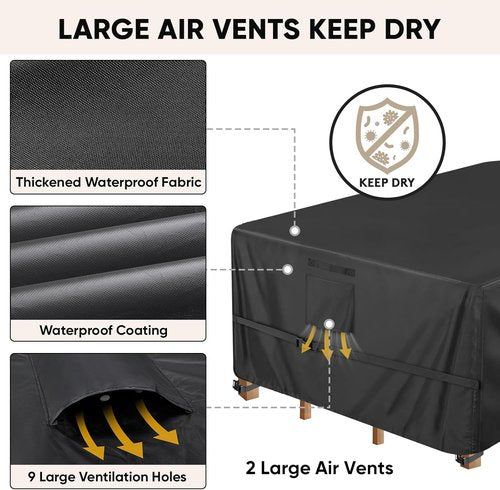 BALEINE Outdoor Furniture Covers - Heavy Duty Waterproof Oxford Table & Chair Cover | Black, 138"L x 86"W x 32"H
