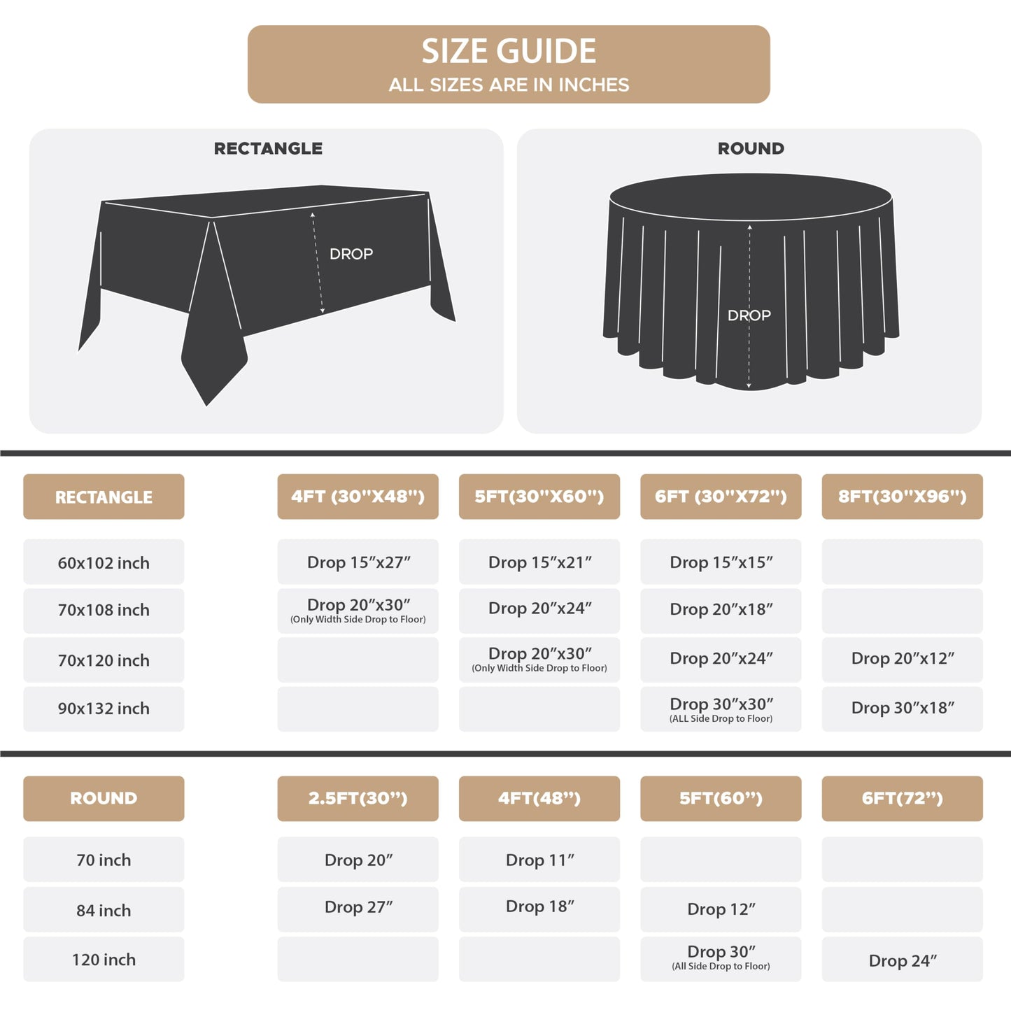 Fitable 8 Pack Round Tablecloths: Stain Resistant Wrinkle Free Circle Table Clothes, Washable Reusable Polyester Table Covers for Wedding Party Birthday Banquet Reception(Navy, 120 Inch)