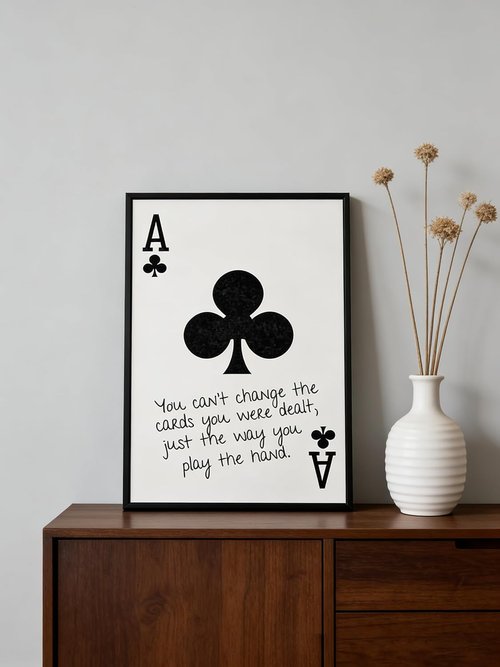 GEFQBBLD Funny Lucky Ace Poker Wall Art - Retro Black & White Canvas Print | 8x10in Framed Decor