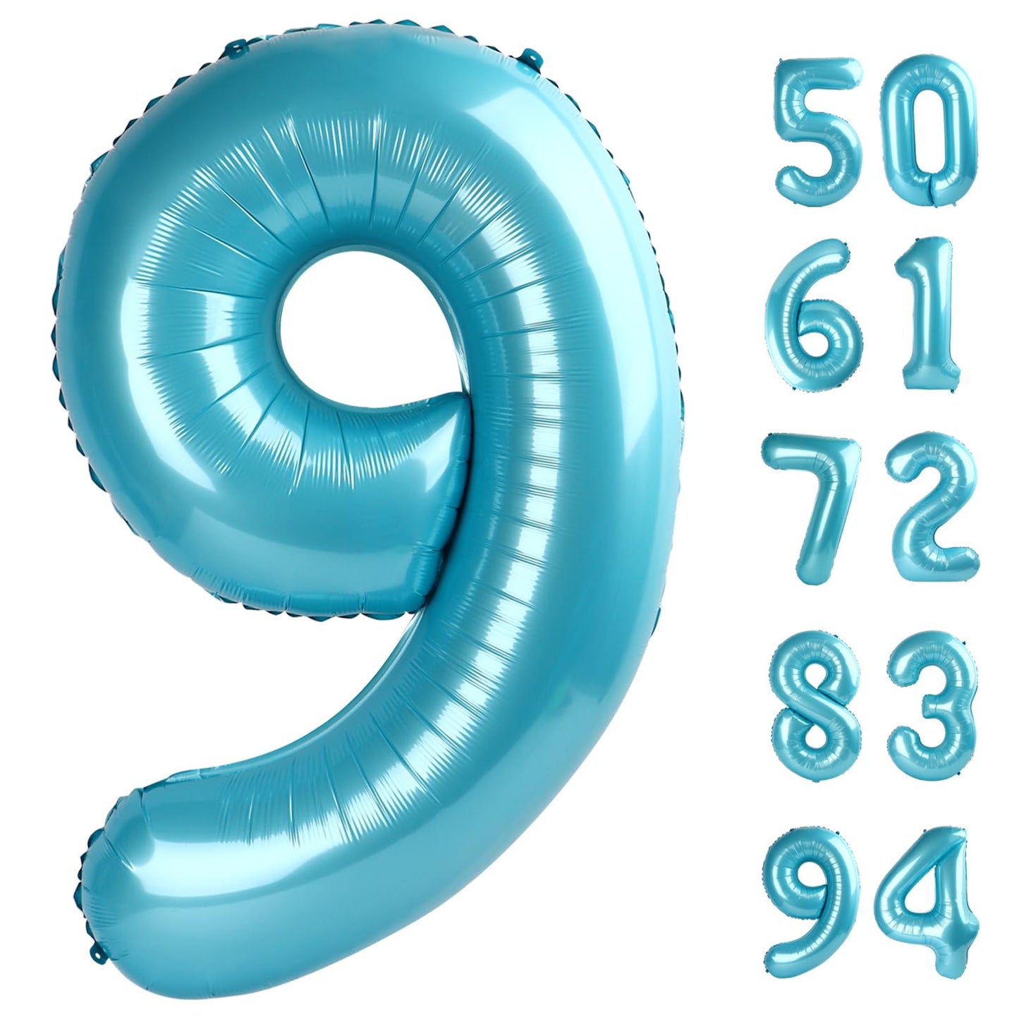 Pearlescent Blue 9 Balloon, Number Balloons 40 Inch, 9th Giant Birthday Decorations for Boys Girls, 19th 29th Party Decorations Supplies, Number 9 Balloon