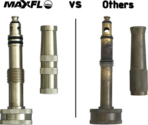 Brass Water Hose Nozzle by High Pressure - Heavy Duty Adjustable Spray Nozzle for Garden Hoses | Fits Standard Hoses