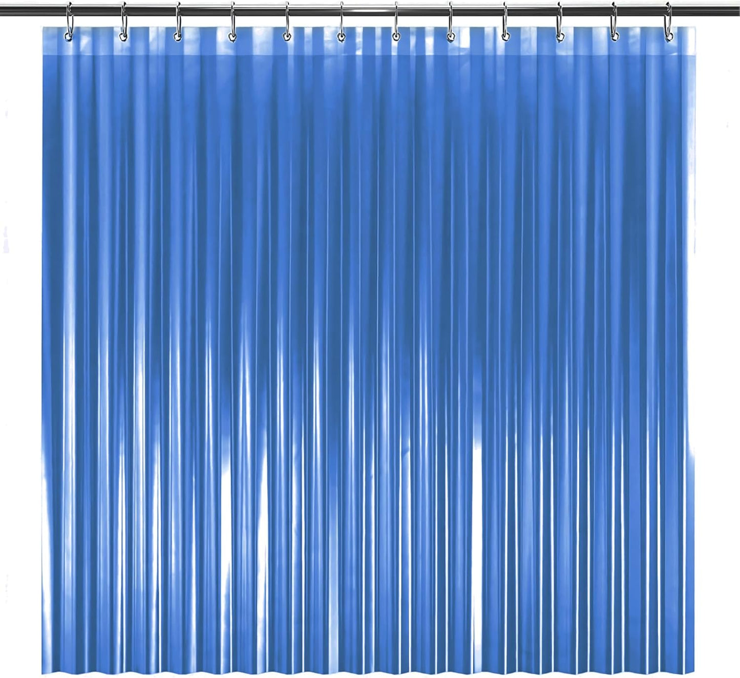LiBa Premium PEVA Shower Curtain Liner - Non-Toxic Waterproof Design with Rust-Proof Grommets | 72x72 Inches, Blue Clear