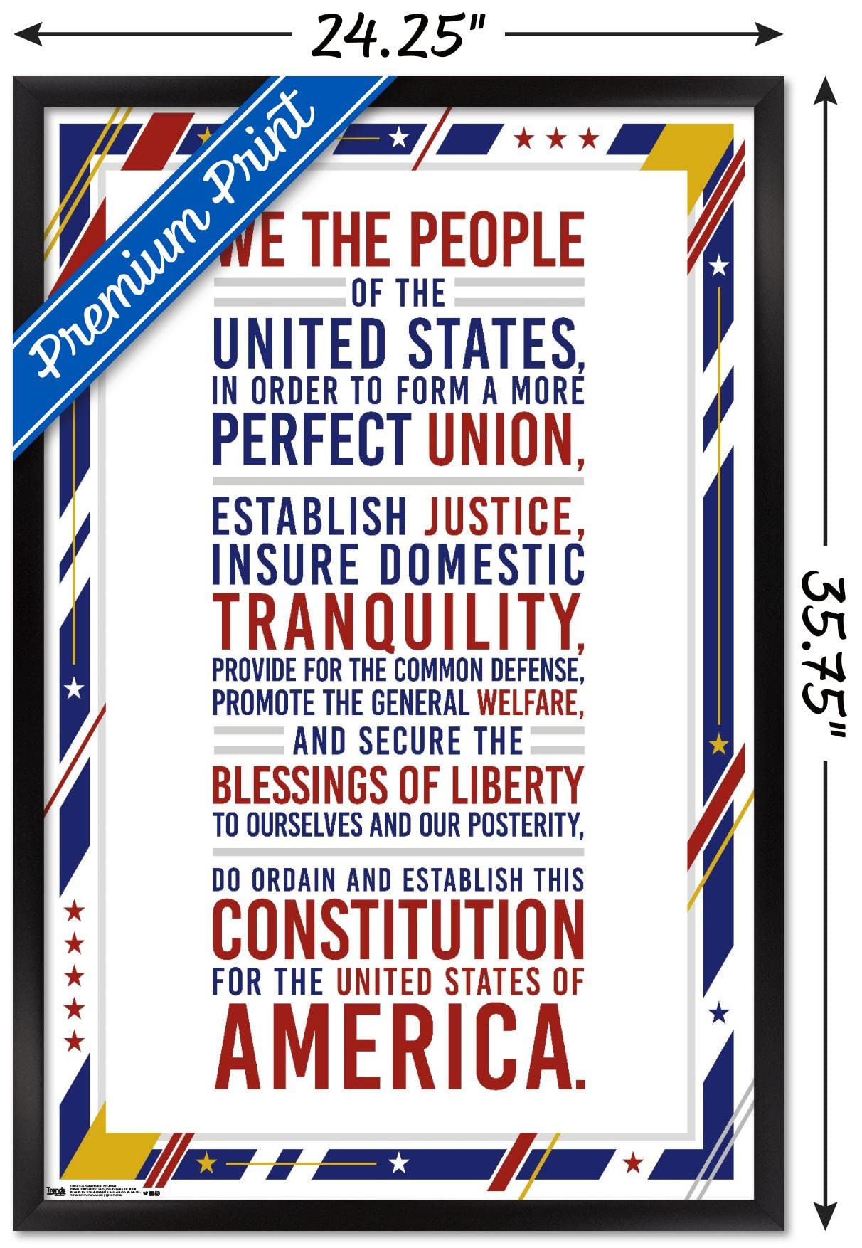 Trends International The United States Of America - Constitution Preamble Wall Poster, 22.375" x 34", Black Framed Version