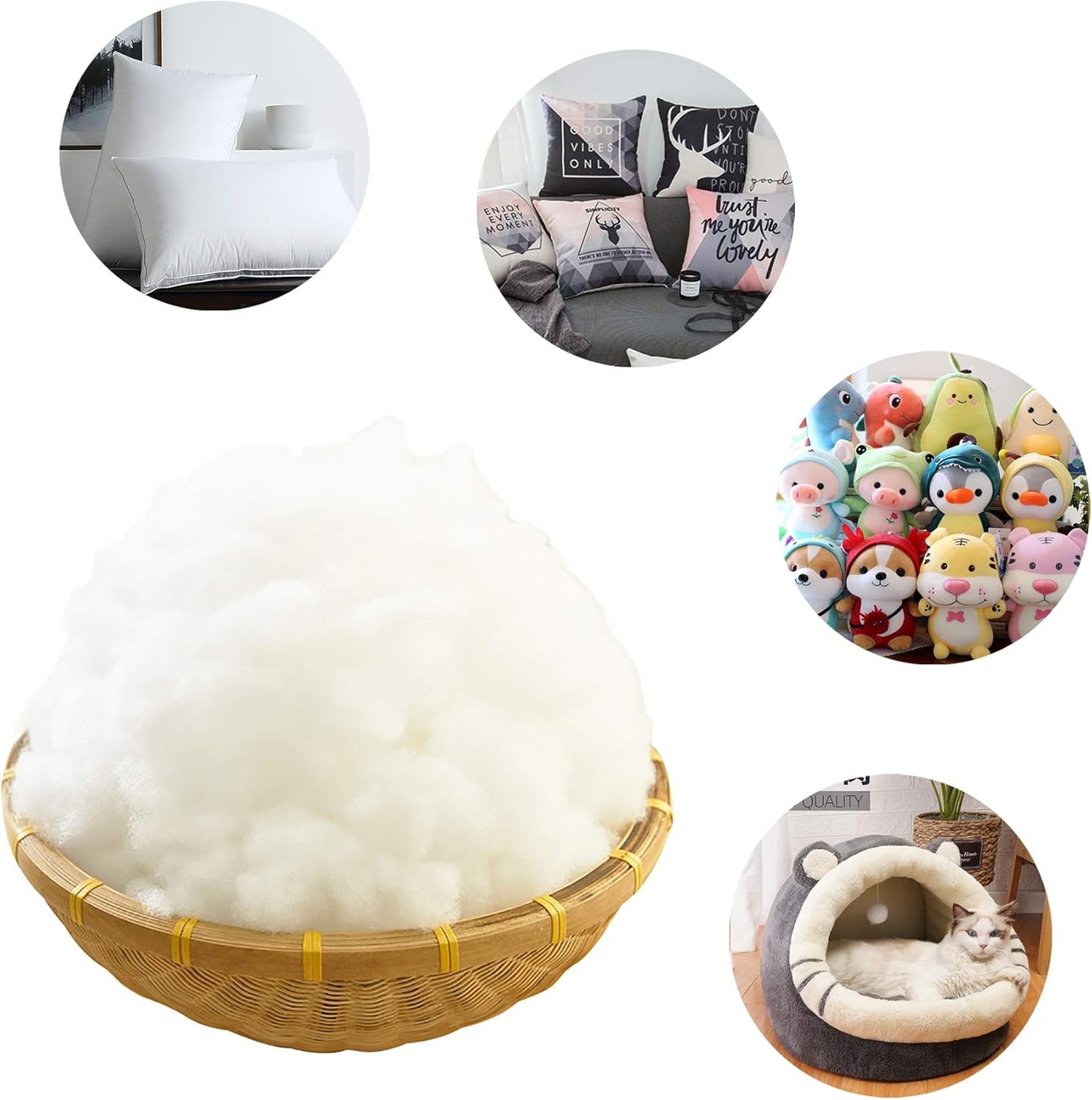Skiennix Premium Polyester Fiber Stuffing - 2.2 LB | Machine Washable, Ideal for Stuffed Animals & Pillows