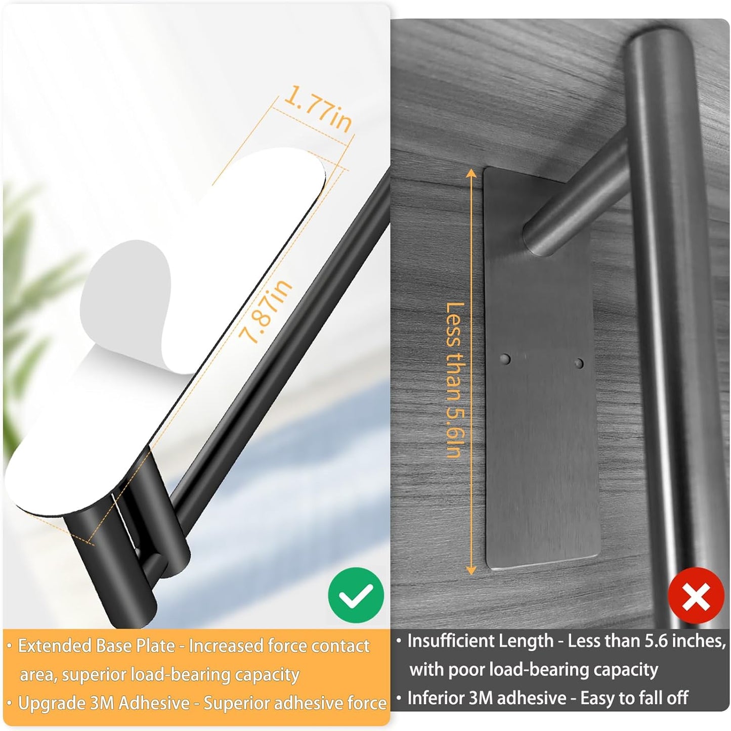 Skiennix Under Cabinet Paper Towel Holder - Heavy Duty Double Pole Design, Stainless Steel, Black