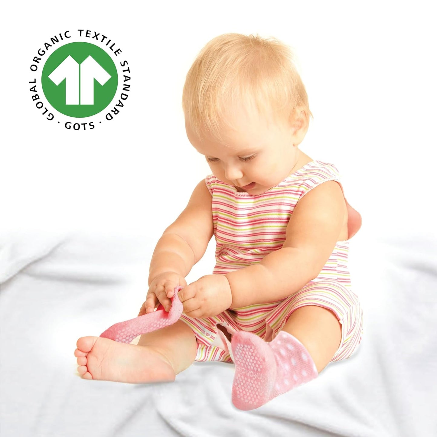 Organic Cotton Baby Socks - GOTS Certified Soft & Breathable | 6 Pairs for Newborn Girls 0-6 Months
