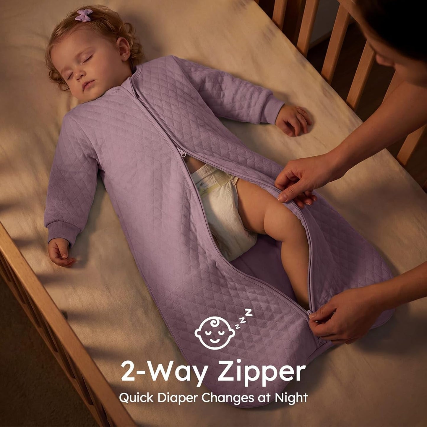 Yoofoss Baby Sleep Sack - Organic Cotton Wearable Blanket for Infants | 1.0 Tog, Long Sleeve, 6-12 Months