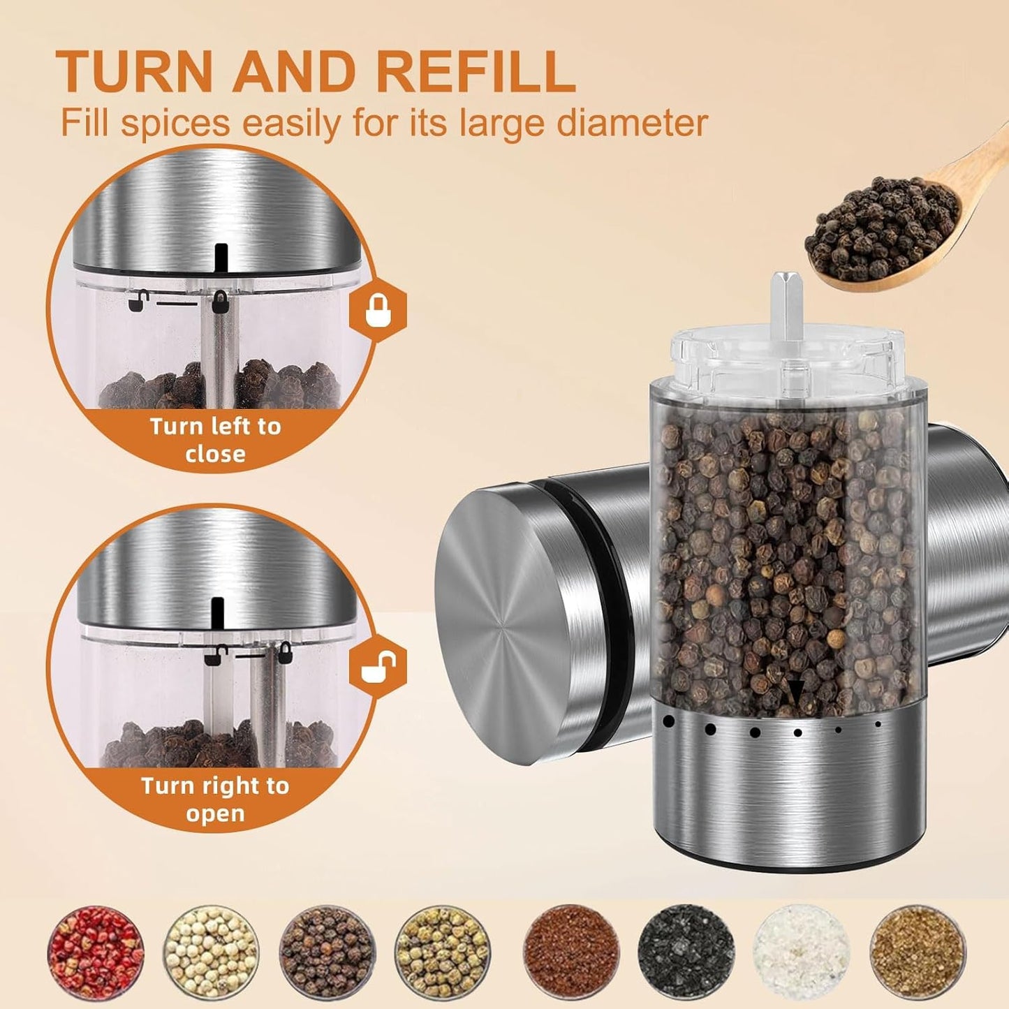 Skiennix Electric Salt and Pepper Grinder Set - Rechargeable Automatic Mills with Adjustable Coarseness | Perfect Kitchen Gadgets for Holiday Gifts