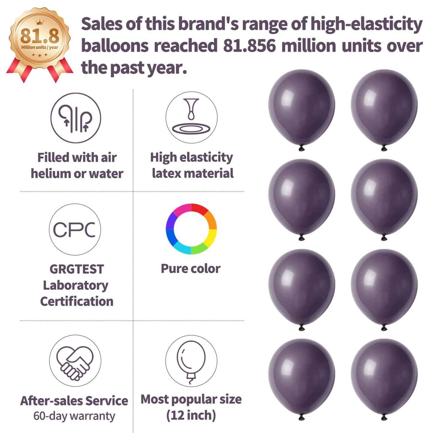 110pcs Dusty Purple Balloon 12 Inch, Dusty Purple Latex Balloons for Birthday Party Baby Shower Wedding(with 2 Ribbons).