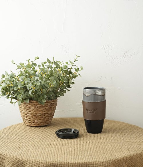 Bosmarlin Ceramic Travel Coffee Cup with Lid, 21 oz, Portable Coffee Mug for Car Cup Holder, Microwave Safe, Reactive Glaze (Grey)