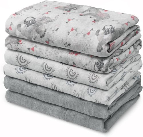 Graceful Baby Burp Cloths - Large 27 x 27 Inches | 6 Pack Soft Muslin Burping Rags for Newborns