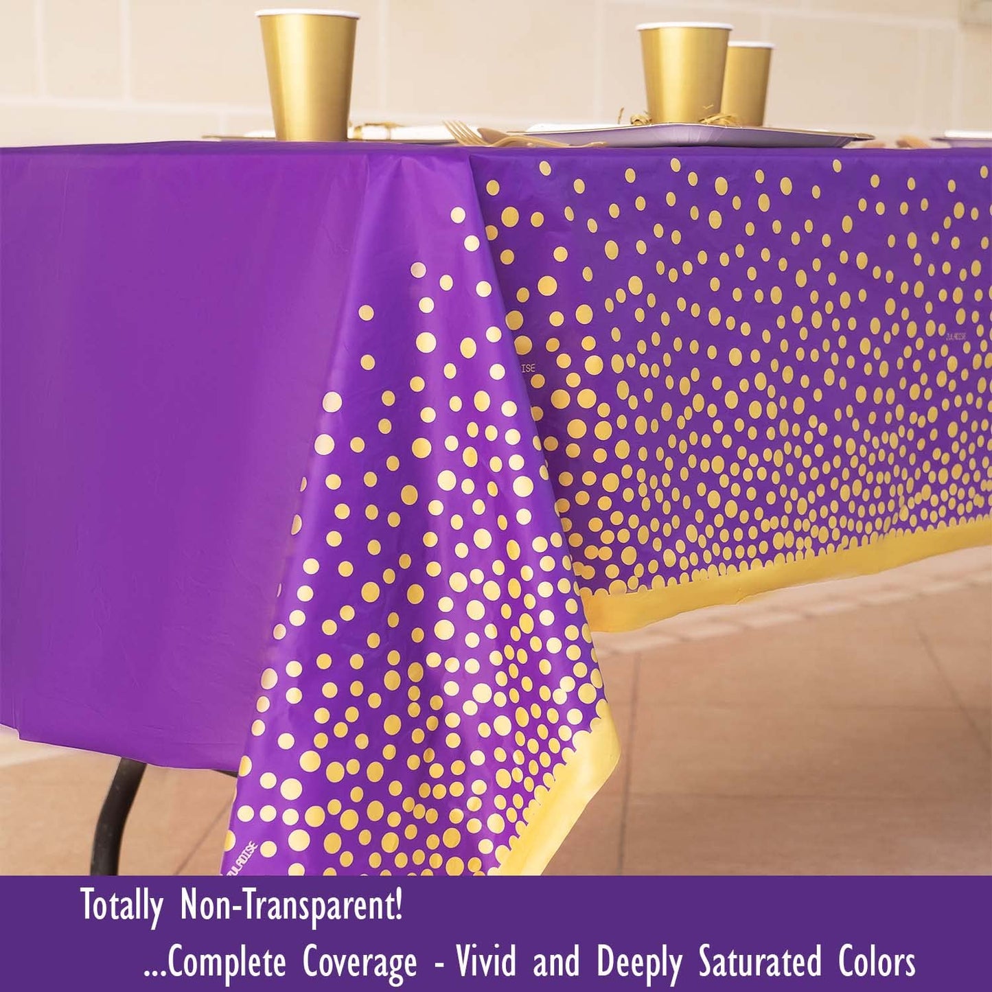 ZULADISE 2 Pack Premium Purple and Gold Plastic Tablecloths – Thick, Durable, Reusable Table Covers (54 x 108 in) – Stylish Party Decor for Birthday, Rapunzel, Tangled, Purple Birthday Decorations
