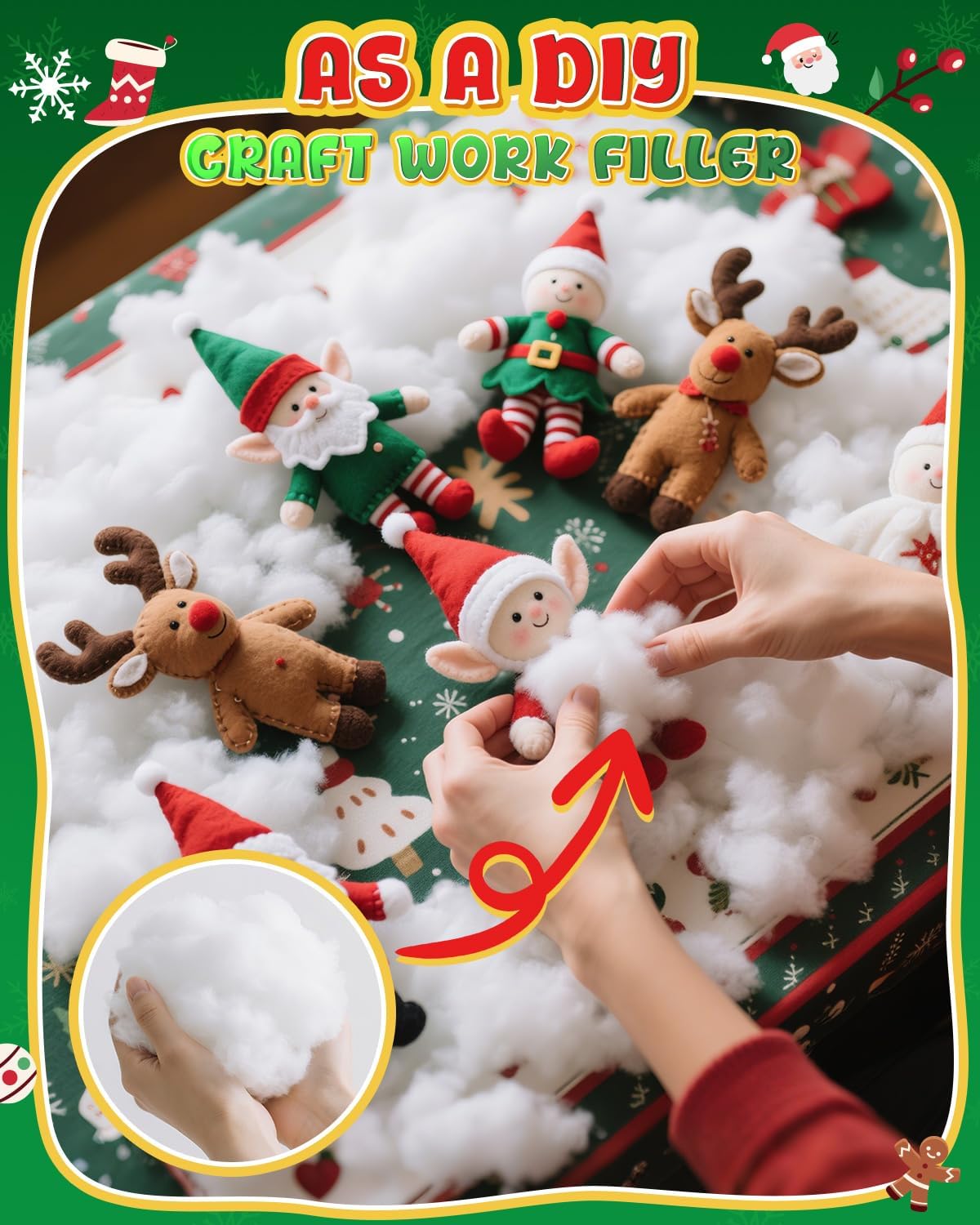 Skiennix Fluffy Fake Snow | 17.64oz Cotton Artificial Snow for Christmas Decor & Indoor Parties