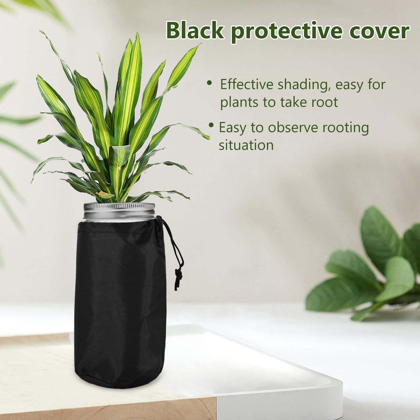 12pcs Kratky Wide Mouth Hydroponic Cover Lids with Blackout Sleeves and Hole for Mason Jars