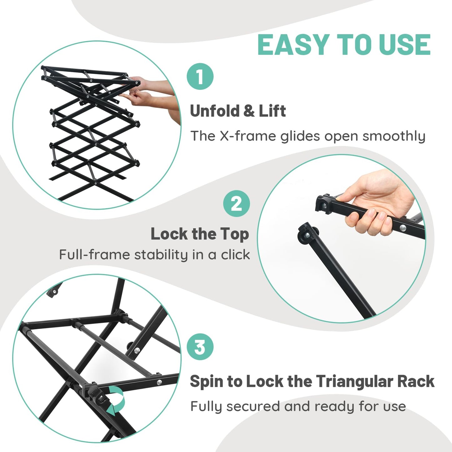 ZOES HOMEWARE 4 Tier Clothes Drying Rack Foldable | Foldable Clothing Drying Rack | Laundry Drying Rack Collapsible for Laundry Room, Dorm, Expandable Sturdy Metal Design | Black 29"L x 11.5"W x 53"H
