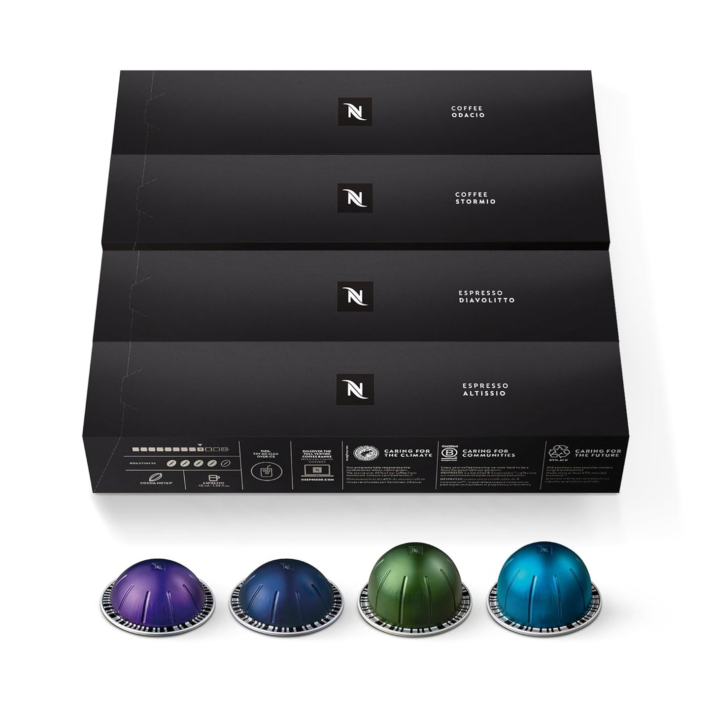 Nespresso Capsules Vertuo - Intense Dark Roast Coffee Variety Pack | 40-Count Pods for 7.8oz & 1.35oz Brews