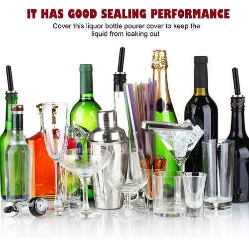 EBOOT 200 Pack Black Rubber Pourer Cap Liquor Bottle Pourer Cover Dispenser Spout Dust Covers