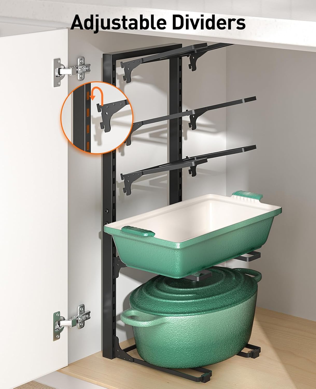 ORDORA 10-Tier Pots and Pans Organizer - Heavy-Duty Under Cabinet Storage Rack | Adjustable Kitchen Organizer