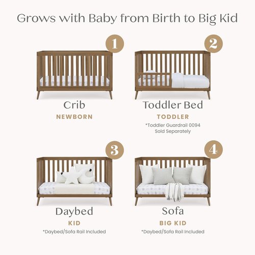 Delta Children Essex 4-in-1 Convertible Crib - Greenguard Gold Certified | Chestnut Finish