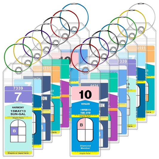 ME.FAN 14 Pack Cruise Luggage Tag Holder for Royal Caribbean & Celebrity, Clear Cruise Tags Holder - Waterproof, Reusable, Zip Seal, Cruise Essentials