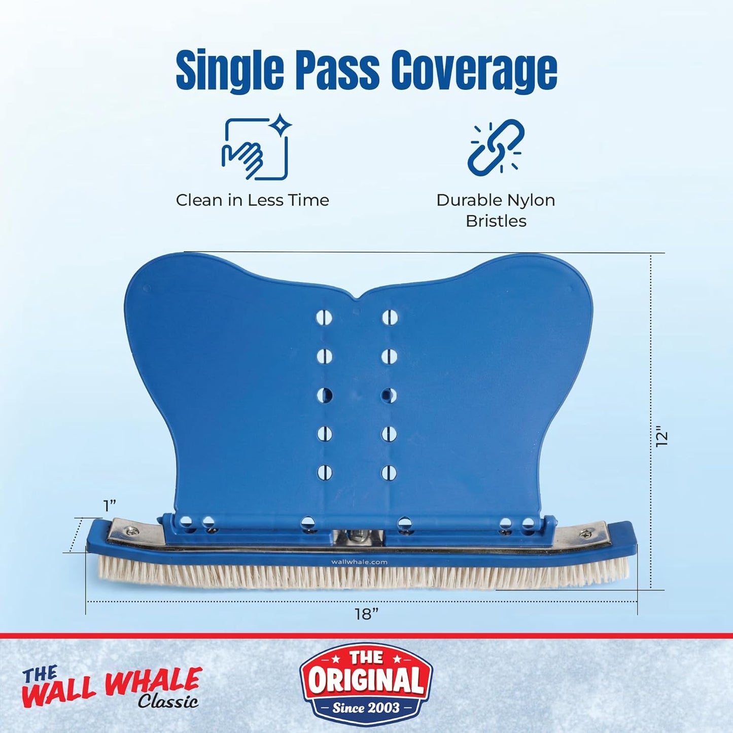 Wall Whale 18" Swimming Pool Brush - Efficient Cleaning Tool for Sparkling Pools