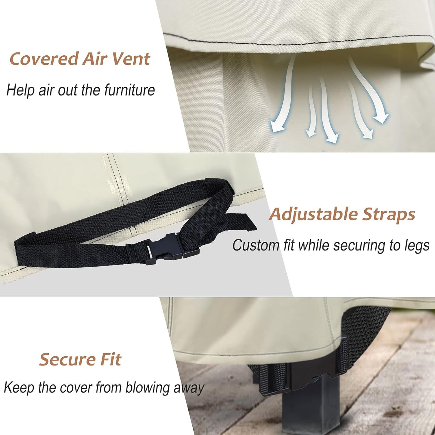NettyPro Patio Chair Covers - Waterproof Heavy-Duty Outdoor Furniture Protection | 2 Pack, Beige, 30W x 33D x 34H Inches