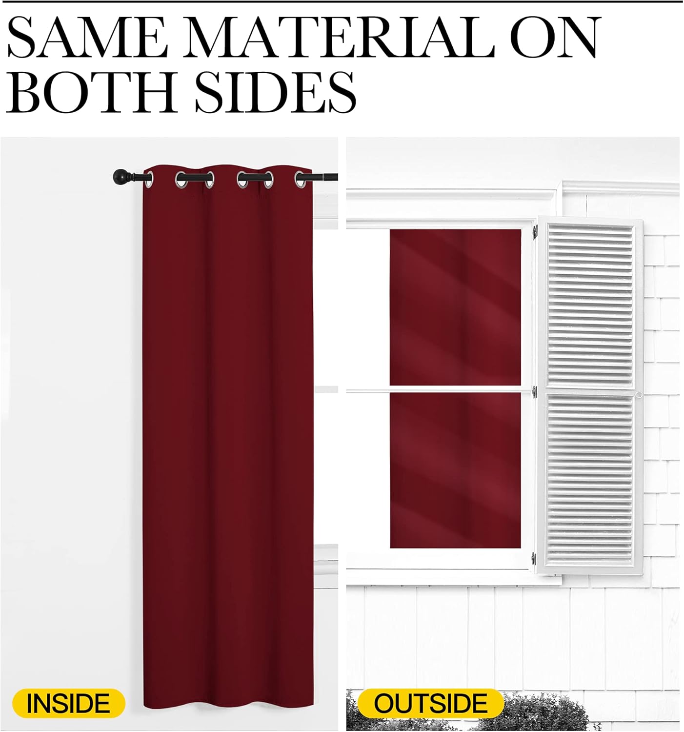 NICETOWN Burgundy Red Blackout Curtains - Grommet Top Thermal Insulated Draperies (55" x 96")